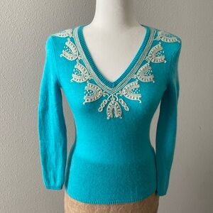 100% cashmere turquoise sweater size Xsmall
